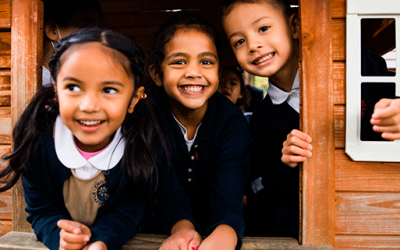 Three kids in a treehouse